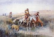 Charles M Russell Indian Women Moving Camp Germany oil painting artist